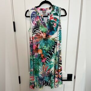 Chico’s Sleeveless Flare Dress Tropical Hawaiian Print. Size 0 (Small 4/6)